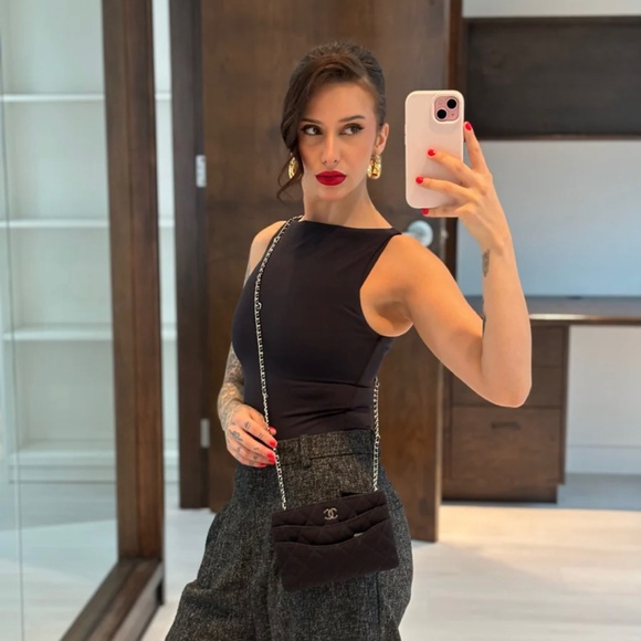 Authentic Pre-Owned Chanel Sac Wallet on Chain Black Jersey - Picture 2 of 11